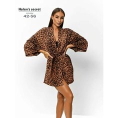 Халат Helens secret Кимоно, размер 42-44, коричневый леопард