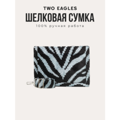 Сумка кросс-боди TWO EAGLES, фактура бархатистая, голубой, черный