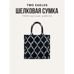 Сумка тоут TWO EAGLES, фактура бархатистая, белый, черный