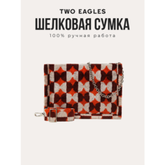 Сумка кросс-боди TWO EAGLES, фактура бархатистая, красный, бежевый