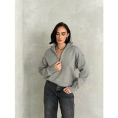 Свитер MATRESHKA_LOVE Пуловер с молнией, кофта с замком, размер 42-46, , серый