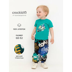 Брюки crockid КР 400764/черный,яркое граффити к526, размер 48/74, черный