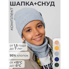 Шапка бини Little Dandy LD2-SH2-001 для мальчиков, размер 48-52, серый