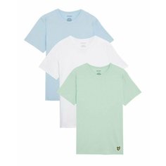 Футболка Lyle & Scott Basic 3 Pack T-shirt, 3 шт., размер S, белый, голубой, зеленый
