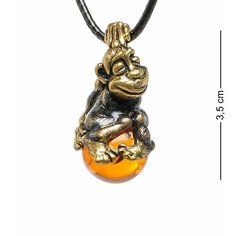 Подвеска Народные промыслы, янтарь, бронзовый