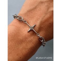 Браслет-цепочка BIJOU.STUDIO, 1 шт., размер one size, серебристый