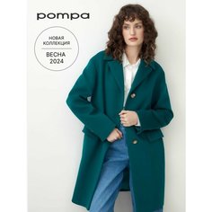 Пальто Pompa, размер 46, бирюзовый