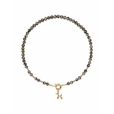 Колье Strekoza Collection, яшма, длина 43 см, черный, бежевый, золотой