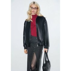 Кожаная куртка TOPTOP, размер L, черный