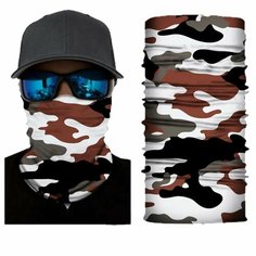 Шарф Kamukamu для мужчин,43х25 см, универсальный, коричневый, черный, белый, серый