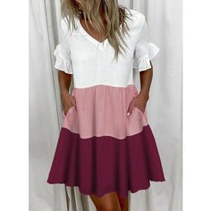 Платье MOOCIE Весна-лето 2024, размер S, розовый, белый