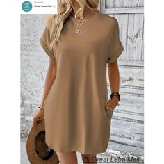 Платье Весна-лето 2024, размер INT L, хаки Нет бренда