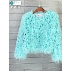 Шуба, размер INT L, светло-синий Нет бренда