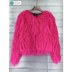 Шуба, размер INT 2XL, темно-розовый Нет бренда