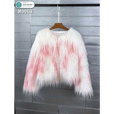 Шуба, размер INT S, белый/розовый Нет бренда