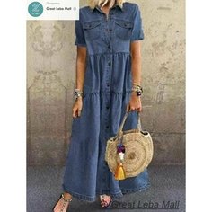 Платье Весна-лето 2024, размер INT 2XL, темно-синий Нет бренда