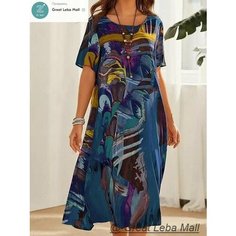 Платье Весна-лето 2025, размер INT XL, синий Нет бренда