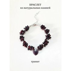 Плетеный браслет ENJOY Украшения из камней, гранат, 1 шт., размер 15 см, размер M, диаметр 9 см, гранатовый