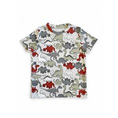 Футболка Pups, размер 110, белый, черный, хаки, красный, серый