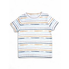 Футболка Pups, размер 104, белый, оранжевый, синий, голубой