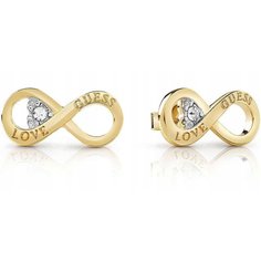 Серьги пусеты GUESS, кристалл, золотистый
