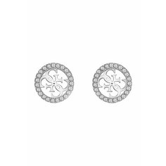 Серьги пусеты GUESS, кристалл, серебристый