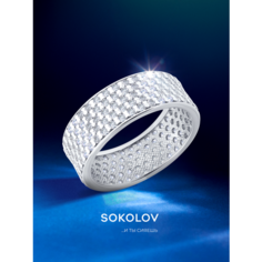 Кольцо SOKOLOV, серебро, 925 проба, родирование, фианит, размер 17.5