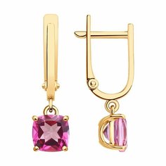 Серьги SOKOLOV, красное золото, 585 проба, топаз