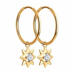 Серьги SOKOLOV, красное золото, 585 проба, фианит