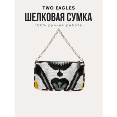 Сумка кросс-боди TWO EAGLES, фактура бархатистая, желтый, белый, черный, серый