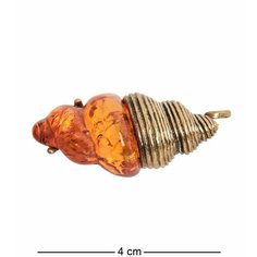 Брошь Народные промыслы, янтарь, 1 шт., бронза