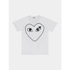 Футболка Comme des Garcons PLAY Black Heart Printing, размер L, белый