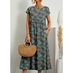 Платье MOOCIE Весна-лето 2025, размер 50, сине-бирюзовый