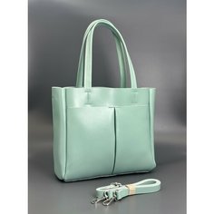 Сумка тоут , фактура гладкая, мятный Без бренда