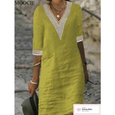 Платье MOOCIE Базовая коллекция, размер 4XL, желто-зеленый