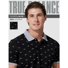 Поло TRUE BALANCE REGULAR FIT, размер 50, черный, серый