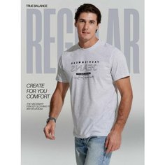 Футболка TRUE BALANCE REGULAR FIT, размер 48, светло-серый меланж