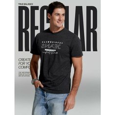 Футболка TRUE BALANCE REGULAR FIT, размер 48, темно-серый меланж