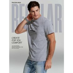 Футболка TRUE BALANCE REGULAR FIT, размер 48, серый меланж