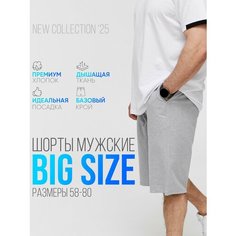 Шорты MR. BIGMAN большие размеры, футер 2-х нитка, плотность 190 гр/м2, размер 58, серый меланж