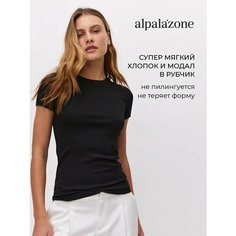 Футболка alpalazone, 1 шт., размер 42, черный