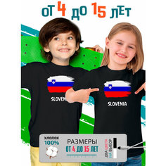Футболка PhilShop детская флаг Словении Slovenia, размер 134, черный