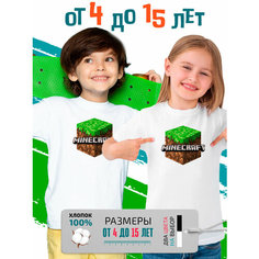 Футболка PhilShop детская Майнкрафт Minecraft, размер 152, белый