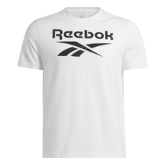 Футболка спортивная Reebok IDENTITY STACKED LOGO, размер XXL, белый/черный