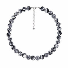 Бусы Strekoza Collection, искусственный камень, длина 40 см, черно-белый