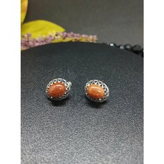 Серьги Малахит 777, авантюрин, искусственный камень, золотой, оранжевый