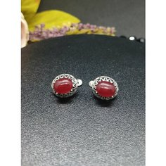 Серьги Малахит 777, халцедон, малиновый
