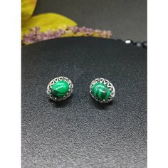 Серьги Малахит 777, малахит, искусственный камень, зеленый