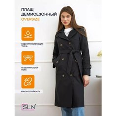 Тренчкот Sln весна - осень 2025, размер 44, черный