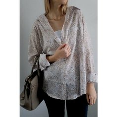 Рубашка , размер oversize, бежевый Нет бренда